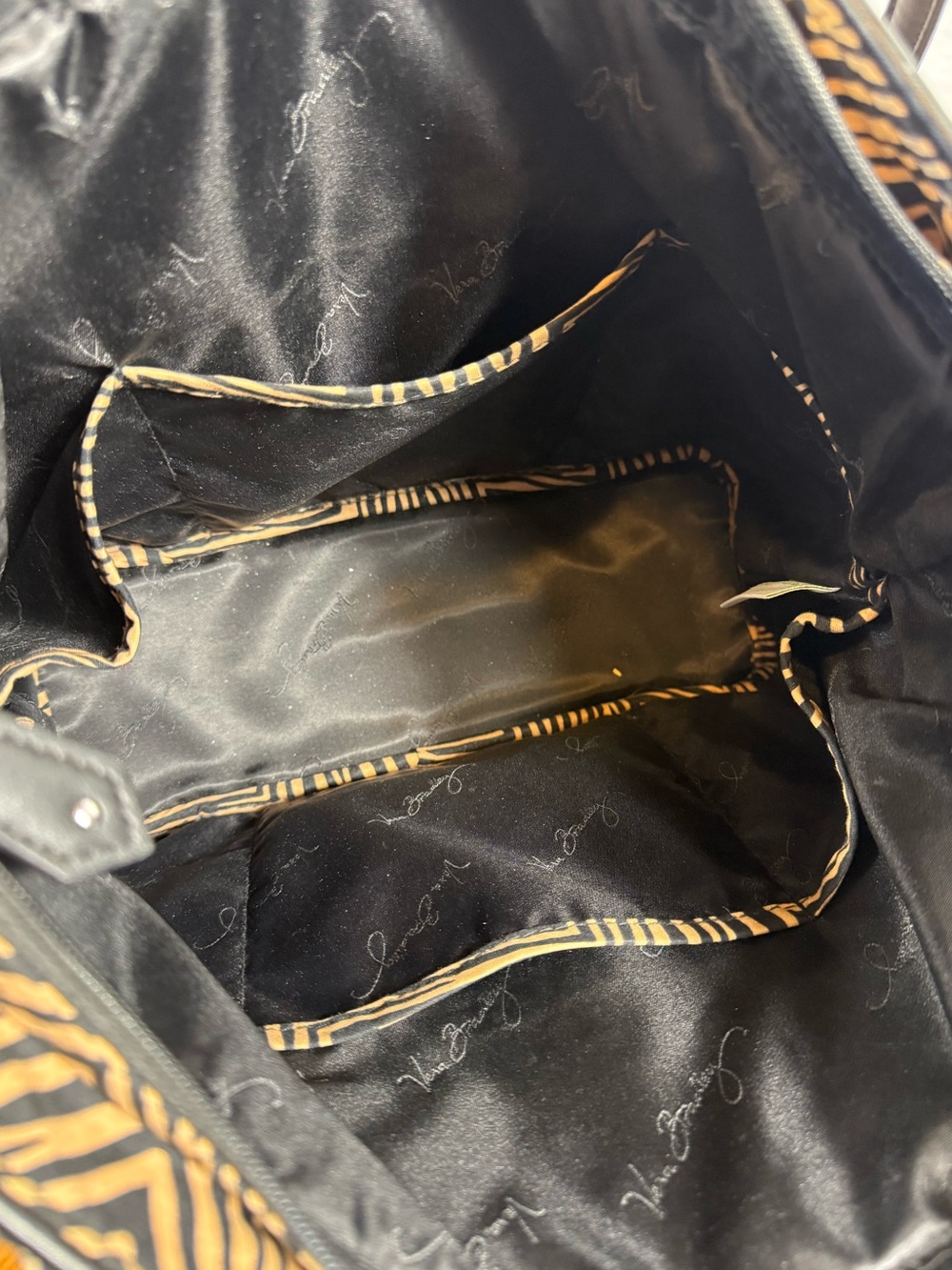 Vera Bradley Black and Tan Zebra-Print Tote - Picture 6 of 7